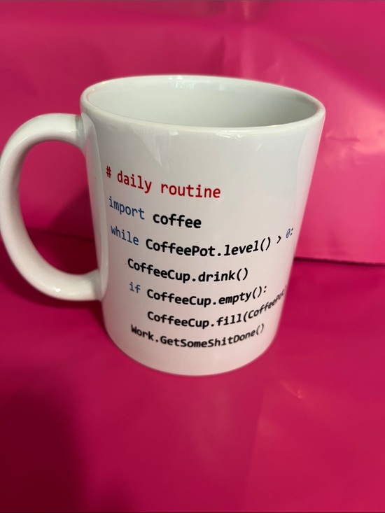 Other - Daily Routine White Coffee Mug with Code Print